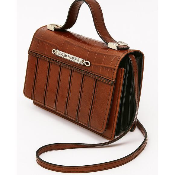 Brighton Croc Embossed Leather Accordion Bag - Picture 7 of 9